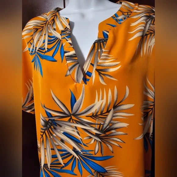 Tropical Orange Blouse Extra Large NWOT - Picture 2 of 5
